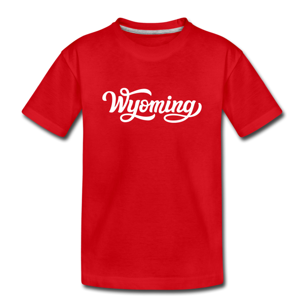 Wyoming Youth T-Shirt - Hand Lettered Youth Wyoming Tee - red