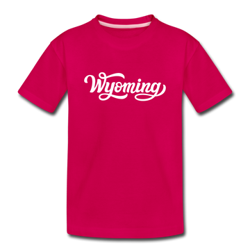 Wyoming Youth T-Shirt - Hand Lettered Youth Wyoming Tee - dark pink