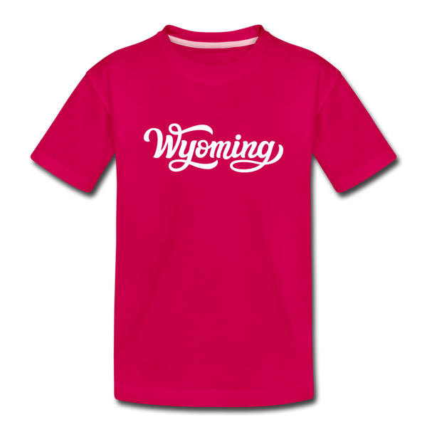 Wyoming Youth T-Shirt - Hand Lettered Youth Wyoming Tee - dark pink