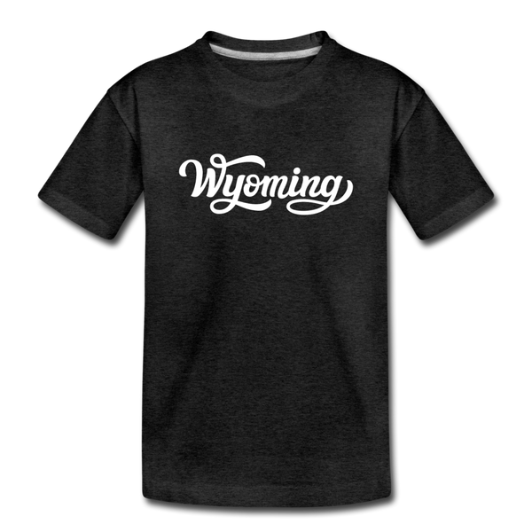 Wyoming Youth T-Shirt - Hand Lettered Youth Wyoming Tee - charcoal gray