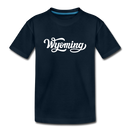 Wyoming Youth T-Shirt - Hand Lettered Youth Wyoming Tee - deep navy