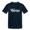 Wyoming Youth T-Shirt - Hand Lettered Youth Wyoming Tee - deep navy
