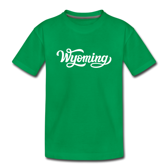 Wyoming Youth T-Shirt - Hand Lettered Youth Wyoming Tee - kelly green