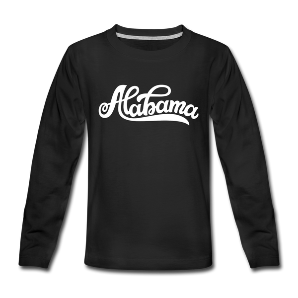 Alabama Youth Long Sleeve Shirt - Hand Lettered Youth Long Sleeve Alabama Tee - black