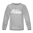Alabama Youth Long Sleeve Shirt - Hand Lettered Youth Long Sleeve Alabama Tee - heather gray