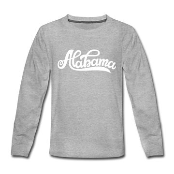 Alabama Youth Long Sleeve Shirt - Hand Lettered Youth Long Sleeve Alabama Tee - heather gray