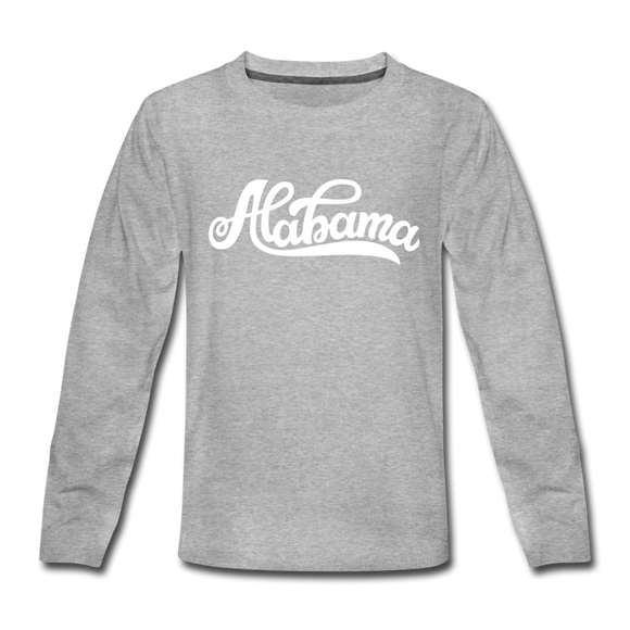 Alabama Youth Long Sleeve Shirt - Hand Lettered Youth Long Sleeve Alabama Tee - heather gray