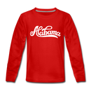 Alabama Youth Long Sleeve Shirt - Hand Lettered Youth Long Sleeve Alabama Tee - red