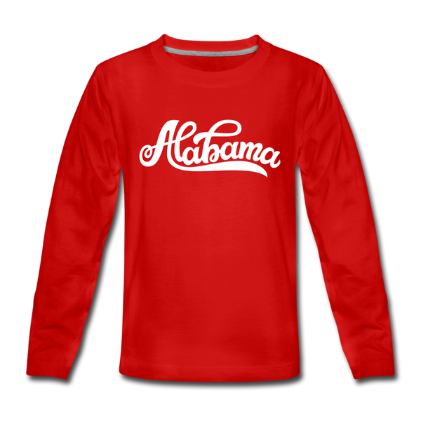Alabama Youth Long Sleeve Shirt - Hand Lettered Youth Long Sleeve Alabama Tee - red