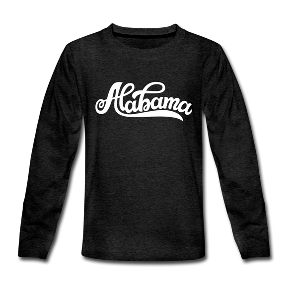 Alabama Youth Long Sleeve Shirt - Hand Lettered Youth Long Sleeve Alabama Tee - charcoal gray