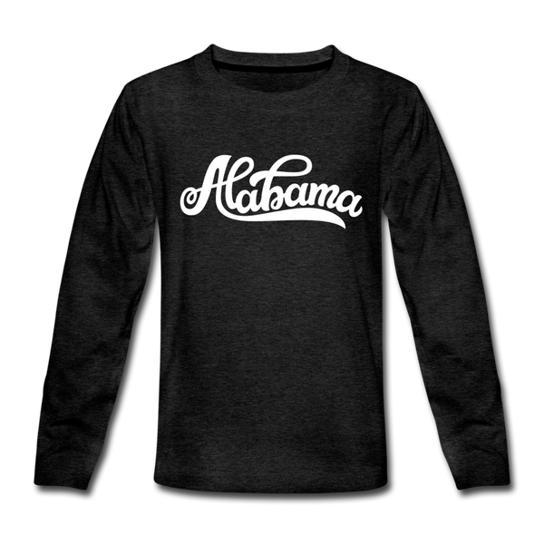 Alabama Youth Long Sleeve Shirt - Hand Lettered Youth Long Sleeve Alabama Tee - charcoal gray