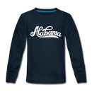 Alabama Youth Long Sleeve Shirt - Hand Lettered Youth Long Sleeve Alabama Tee - deep navy