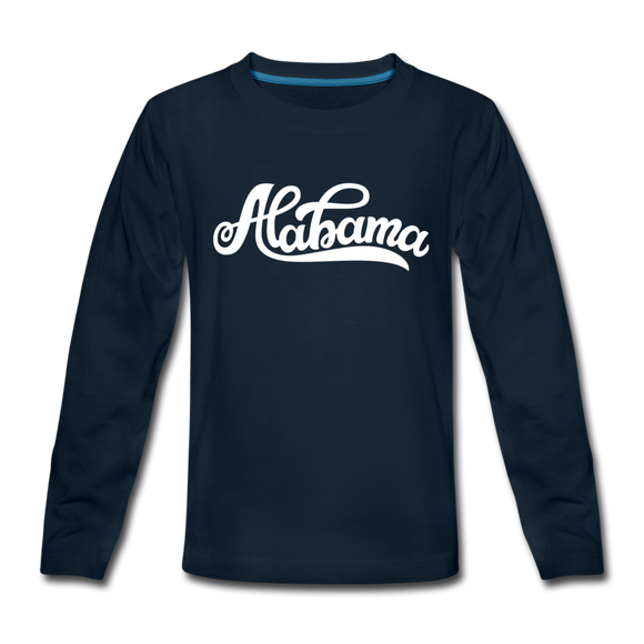 Alabama Youth Long Sleeve Shirt - Hand Lettered Youth Long Sleeve Alabama Tee - deep navy