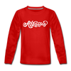 Arkansas Youth Long Sleeve Shirt - Hand Lettered Youth Long Sleeve Arkansas Tee - red