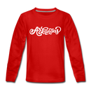 Arkansas Youth Long Sleeve Shirt - Hand Lettered Youth Long Sleeve Arkansas Tee - red
