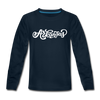 Arkansas Youth Long Sleeve Shirt - Hand Lettered Youth Long Sleeve Arkansas Tee - deep navy