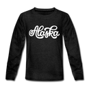 Alaska Youth Long Sleeve Shirt - Hand Lettered Youth Long Sleeve Alaska Tee - charcoal gray