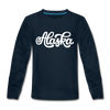 Alaska Youth Long Sleeve Shirt - Hand Lettered Youth Long Sleeve Alaska Tee - deep navy