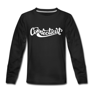 Connecticut Youth Long Sleeve Shirt - Hand Lettered Youth Long Sleeve Connecticut Tee - black