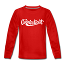 Connecticut Youth Long Sleeve Shirt - Hand Lettered Youth Long Sleeve Connecticut Tee - red