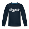 Connecticut Youth Long Sleeve Shirt - Hand Lettered Youth Long Sleeve Connecticut Tee - deep navy