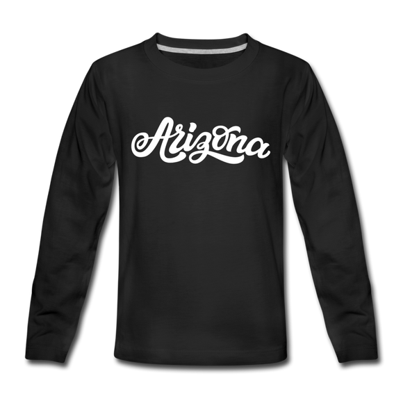 Arizona Youth Long Sleeve Shirt - Hand Lettered Youth Long Sleeve Arizona Tee - black