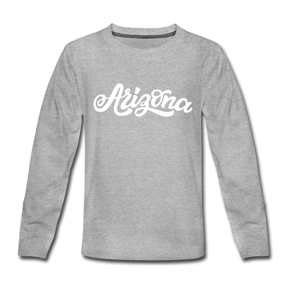 Arizona Youth Long Sleeve Shirt - Hand Lettered Youth Long Sleeve Arizona Tee - heather gray