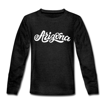 Arizona Youth Long Sleeve Shirt - Hand Lettered Youth Long Sleeve Arizona Tee - charcoal gray