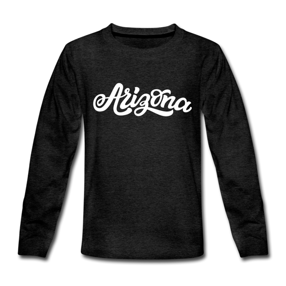 Arizona Youth Long Sleeve Shirt - Hand Lettered Youth Long Sleeve Arizona Tee - charcoal gray
