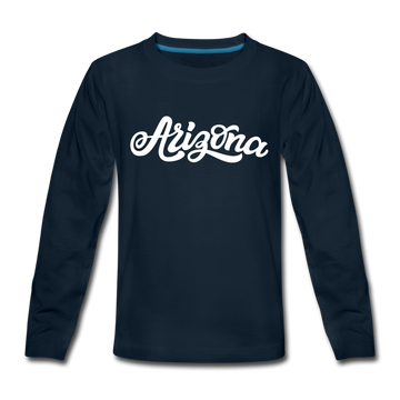 Arizona Youth Long Sleeve Shirt - Hand Lettered Youth Long Sleeve Arizona Tee - deep navy