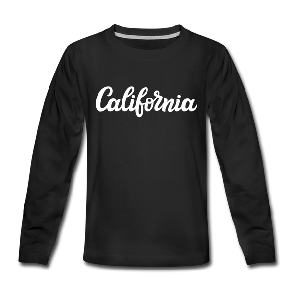 California Youth Long Sleeve Shirt - Hand Lettered Youth Long Sleeve California Tee - black