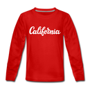 California Youth Long Sleeve Shirt - Hand Lettered Youth Long Sleeve California Tee - red