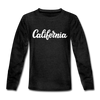 California Youth Long Sleeve Shirt - Hand Lettered Youth Long Sleeve California Tee - charcoal gray
