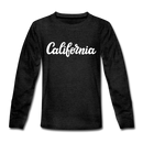 California Youth Long Sleeve Shirt - Hand Lettered Youth Long Sleeve California Tee - charcoal gray