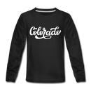 Colorado Youth Long Sleeve Shirt - Hand Lettered Youth Long Sleeve Colorado Tee - black