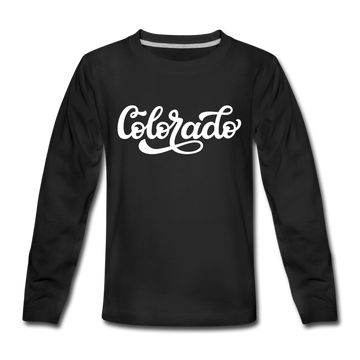 Colorado Youth Long Sleeve Shirt - Hand Lettered Youth Long Sleeve Colorado Tee - black