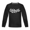 Colorado Youth Long Sleeve Shirt - Hand Lettered Youth Long Sleeve Colorado Tee - black