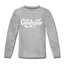 Colorado Youth Long Sleeve Shirt - Hand Lettered Youth Long Sleeve Colorado Tee - heather gray