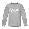 Colorado Youth Long Sleeve Shirt - Hand Lettered Youth Long Sleeve Colorado Tee - heather gray