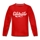 Colorado Youth Long Sleeve Shirt - Hand Lettered Youth Long Sleeve Colorado Tee - red