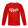 Colorado Youth Long Sleeve Shirt - Hand Lettered Youth Long Sleeve Colorado Tee - red