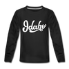 Idaho Youth Long Sleeve Shirt - Hand Lettered Youth Long Sleeve Idaho Tee - black