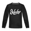 Idaho Youth Long Sleeve Shirt - Hand Lettered Youth Long Sleeve Idaho Tee - black
