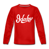 Idaho Youth Long Sleeve Shirt - Hand Lettered Youth Long Sleeve Idaho Tee