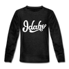 Idaho Youth Long Sleeve Shirt - Hand Lettered Youth Long Sleeve Idaho Tee - charcoal gray