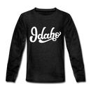 Idaho Youth Long Sleeve Shirt - Hand Lettered Youth Long Sleeve Idaho Tee - charcoal gray