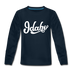 Idaho Youth Long Sleeve Shirt - Hand Lettered Youth Long Sleeve Idaho Tee - deep navy