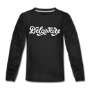 Delaware Youth Long Sleeve Shirt - Hand Lettered Youth Long Sleeve Delaware Tee - black