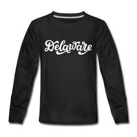 Delaware Youth Long Sleeve Shirt - Hand Lettered Youth Long Sleeve Delaware Tee