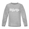 Delaware Youth Long Sleeve Shirt - Hand Lettered Youth Long Sleeve Delaware Tee - heather gray